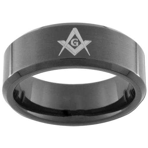 10PCS/LOT FREE SHIPPING!USA WHOLESALES CHEAP PRICE 8MM WOMEN&MENS HIS OR HER MASONIC BLACK BEVELED TUNGSTEN WEDDING BAND RINGS