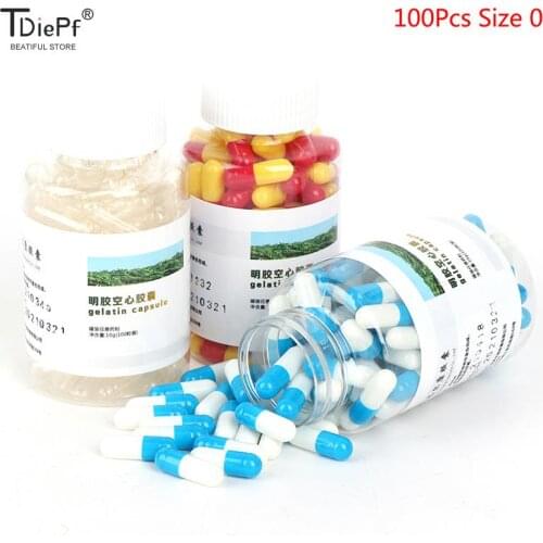 100Pcs/Bottle High Quality Medicinal Gelatin Empty Hard Gelatin Capsule Medicine Pill Vitamins Personal Health Care Pill Cases