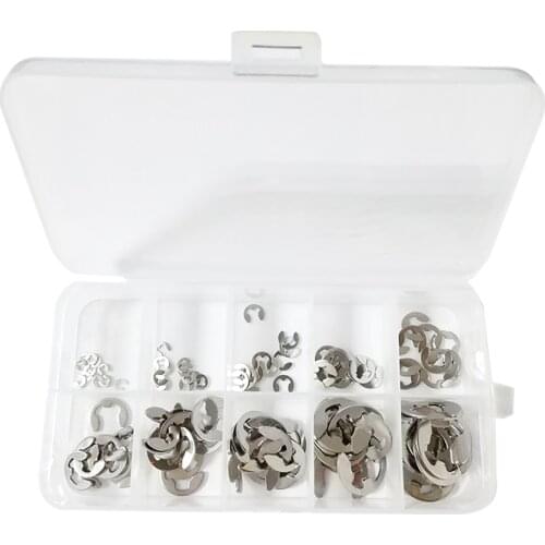 120PCS Stainless E Shape Clip Circlip Pin Retaining Snap R-ing Assorted Kit 1.5mm-10mm Portable 120pcs Circlip E Clip