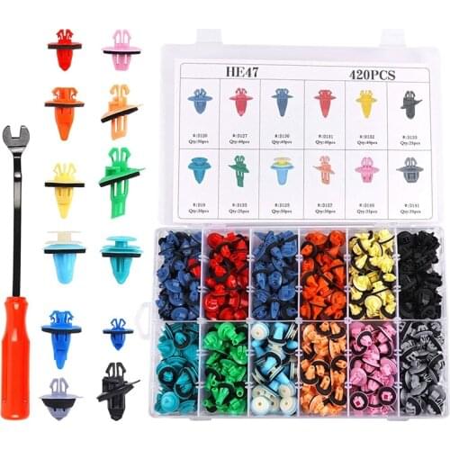421PCS Bumper Retainer Clips Car Rivets Fasteners Push Retainer Kit Panel Fender Clips for Toyota - 12 Most Common Sizes