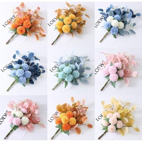 47cm Artificial Cone Flower Silk Flower Bouquet Eucalyptus Wedding Decor Flowers Bridal Bouquet DIY Flowers Party Decoration