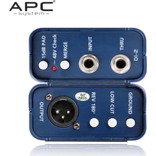 APC DI-2 Stereo to mono merge phase reversal XLR balanced output professional active DI,direct box Connect to Guitar & Bass