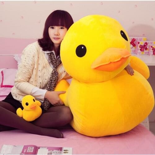 Jumbo Anime Yellow Duck Plush Toy Big Stuffed Soft Cartoon Yellow Duck Doll Pillow for Children Friends Gift Deco 80cm 100cm