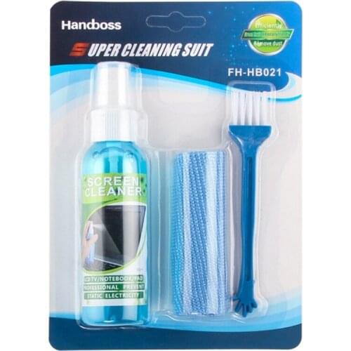 11UB 1 Set Brush Cloth Liquid High Qulity Screen Cleaning Kit for LCD TV Tablet Phone Pad Laptop Computer Camera Lens Cleaner