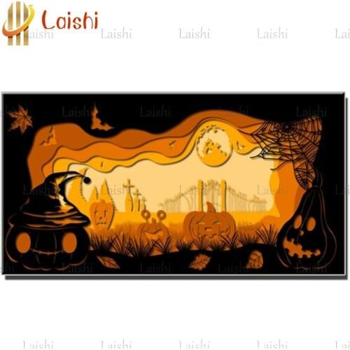 DIY photo custom Cartoon, halloween decoration pumpkin lantern diamond mosaic diamond embroidery full drills square round decor