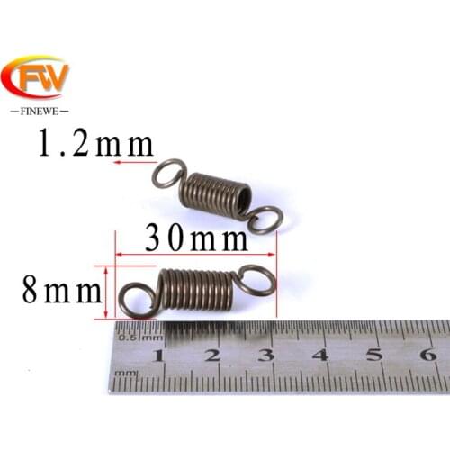 FINEWE 5pcs/lot 1.2mm wire diameter 8mm outside diameter 30/35/40/45/50mm length tension spring wholesale