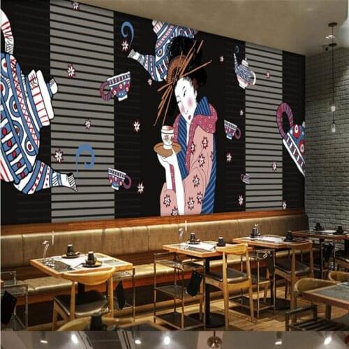 Photo wallpaper Custom Made Handmade Mural Beauty Ladies Wallpaper Japanese Restaurant Background Wallpaper