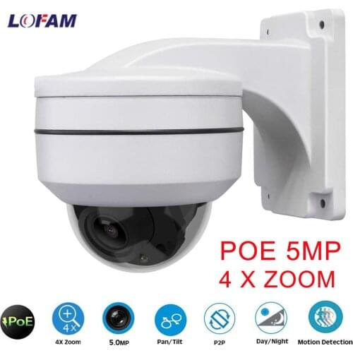 LOFAM PTZ IP Camera 5MP 4X Zoom Pan Tilt Speed Dome IPC H.265 Metal Outdoor Waterproof 1080P 2MP POE CCTV Security Cam IP Camera