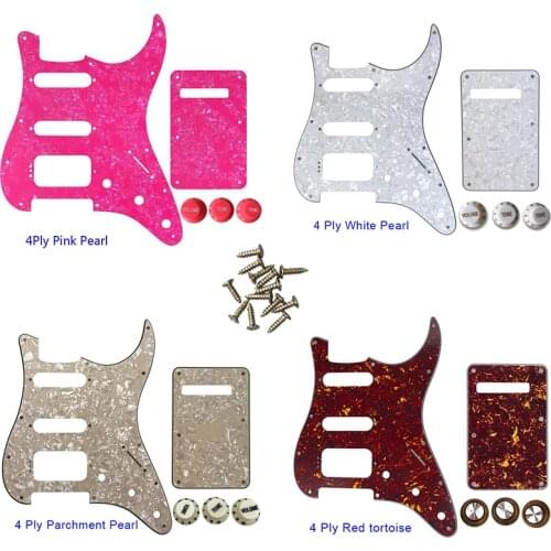 Quality Guitar Parts -For US Fd 11 Screw Holes MIM Start SSH Humbucker Guitar Pickguard & Back Plate & Control Knob