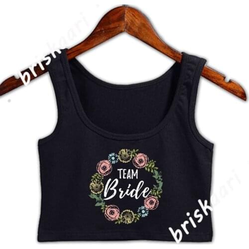 Team Bride Floral Crop Top Women For Girl Anti-Wrinkle Customize Pictures Size S-2xl Female Spring Autumn Tank Top Vest