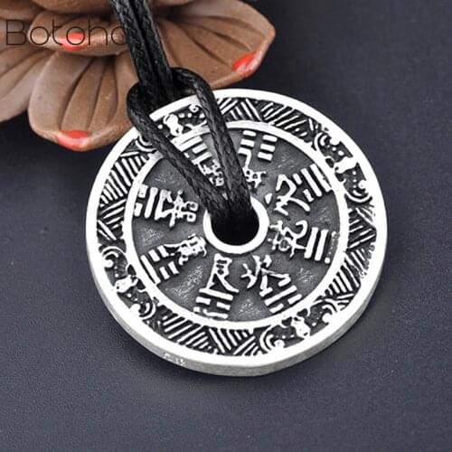 Bagua Pendant for Man 925 Sterling Silver Couple Pendants Vintage Coin Religion Buddhas Teachings Biker Jewelry Thai Silver