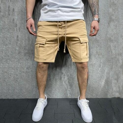 Mens Summer Breeches And Shorts 2021 Woven Pocket Paste Leather Cargo Shorts Homme Classic Brand Clothing Casual Shorts#F3
