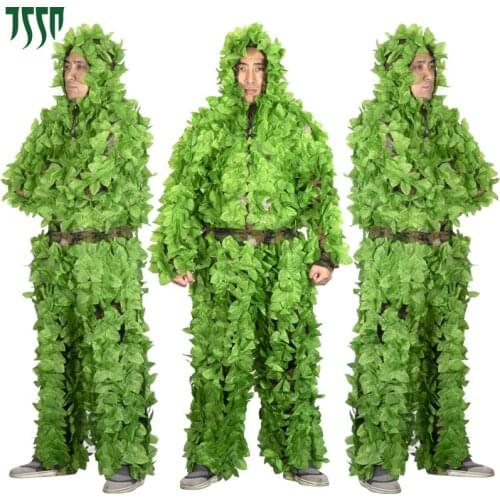 Outdoor Hunting Bird Watching Jungle Leaf Camouflage Ghillie Suits Light CS Shooting Training Breathable Tops Pants Set Clothing