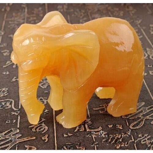 Natural Topaz jade Elephant Decoration Lucky Fortune Feng Shui Office Living Room Decoration Crafts Furnishings