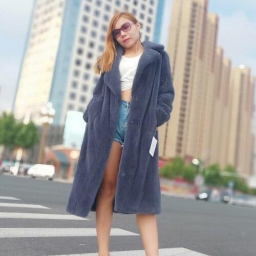 New mink tidy suit collar long imported mink fur velvet suede jacket