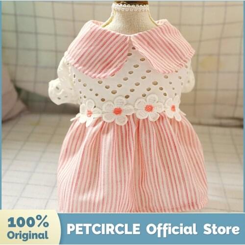 PETCIRCLE Dog Clothes Puppy Dog Teddy Schnauzer Pomeranian Chihuahua Bichon Dog Cute Pet Clothes Hollow Pink Plaid Dress