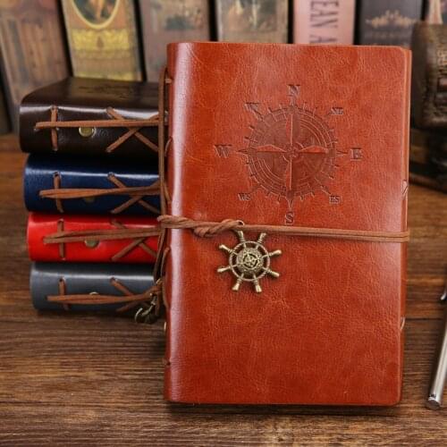 PHANTACI Vintage Blank Diary Notebook Leather Cover Pirate Note Book Replaceable Traveler Notepad Stationery Supplies