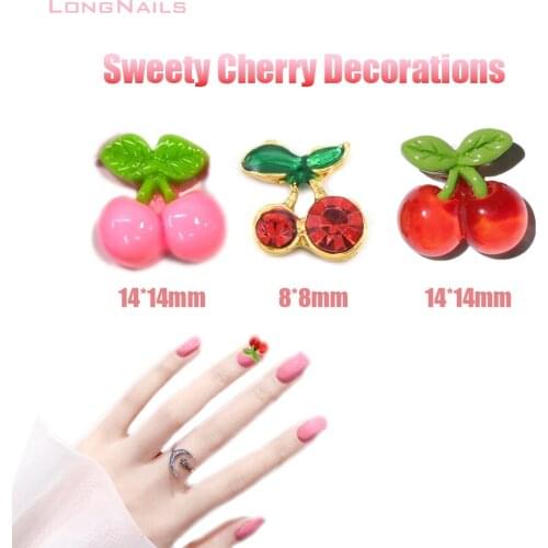 20pc/Bag Japanese Cherry Alloy Charms 8*8mm/14*14mm Resin Accessories Sweety Red/Pink Decors Cherilee 3D Nail Art Ornament ZCD39
