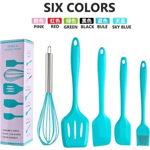Cooking Spoon Shovel Silicone Kitchenware Set Scraper 5 Pieces Cake Baking Tool