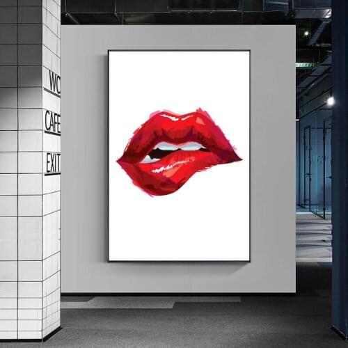 Nordic Poster Sexy Red Lips Painting Prints Canvas Painting Wall Art Pictures for Living Room Home Decoration Cuadros No Frame