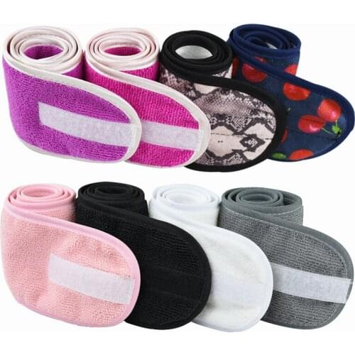 Facial Spa Headband Makeup Bath Wrap Sport Headband Terry Cloth Adjustable Stretch Towel with Magic Tape Hair Accessories