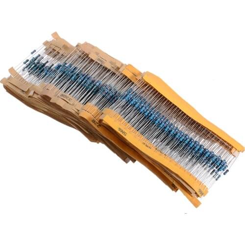 1280pcs Precision Electrical Metal Resistor 64 Values 1 Ohm - 10M Ohm 1/4W Metal Film Resistors Assortment Kit