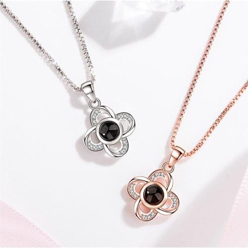 SHQIYAYI I Love You Romantic Heart Necklaces Pendants For Women Flower Wedding Party Jewelry Valentines Day Gift 172