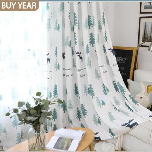 Modern Curtains for Living dining Room Bedroom Nordic Fawn Imitation Linen Fabric Curtains Tulle Finished Product Customization