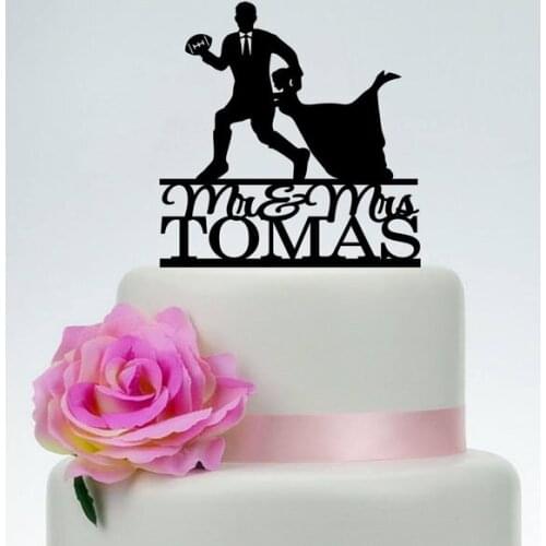 Wedding Cake Topper,Rugby cake topper,Rugby Wedding,American football cake topper,Funny Cake Topper,Mr and Mrs Cake Topper