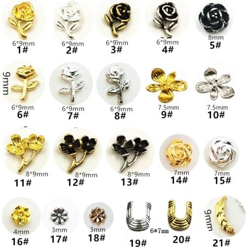 10pcs/lot Japan Korea 3D Alloy Nail Decorations Metal Rose Flower Nail Accessories DIY Charm Styling Tools Nail Art Parts