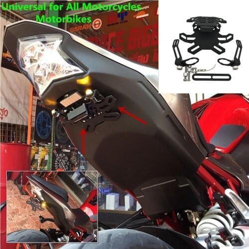 Universal For Kawasaki NINJA 250R 300R ZX6R/636 ZX6R ZX636R ZX6RR Motorcycle Motorbike License Plate Holder LED light Bracket