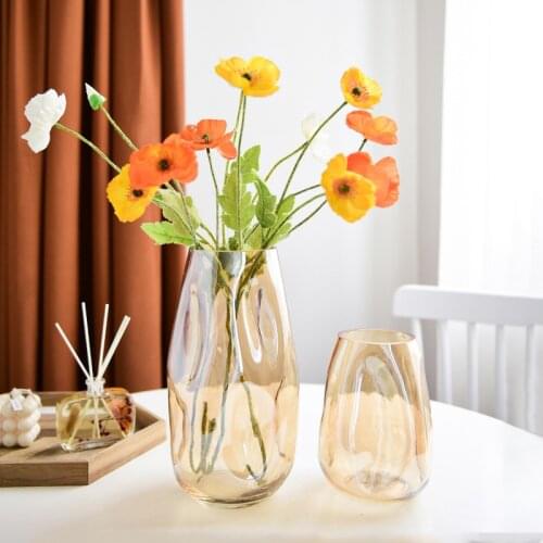 Nordic Light Luxury Corrugated Vase Creative Desktop Glass Vase Transparent Hydroponic Flower Pot Flower Arrangement Home Decor