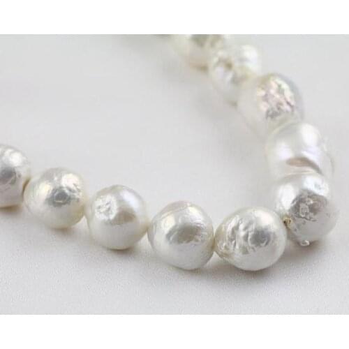 White Baroque Pearl Jewelry,AA 10-13MM Large Pearl Necklace,New Free Shipping