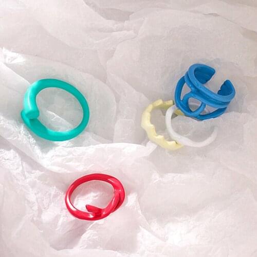 Y2K Jewelry Candy Color Geometric Resin Rings For Women Acrylic Vintage Cool Harajuku Rings Charms 90s Aesthetic Gifts New 2021