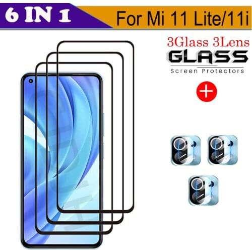 Tempered Glass For Xiaomi Mi 11 Lite Screen Protector Glass For Xiaomi Mi 11 Lite 5G Camera For Xiaomi Mi 11i Protective Glass