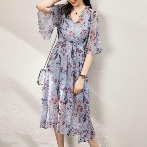 Grey silk floral maxi dress women femme 2020 summer long work boho beach office sexy party luxury dresses plus size free ship