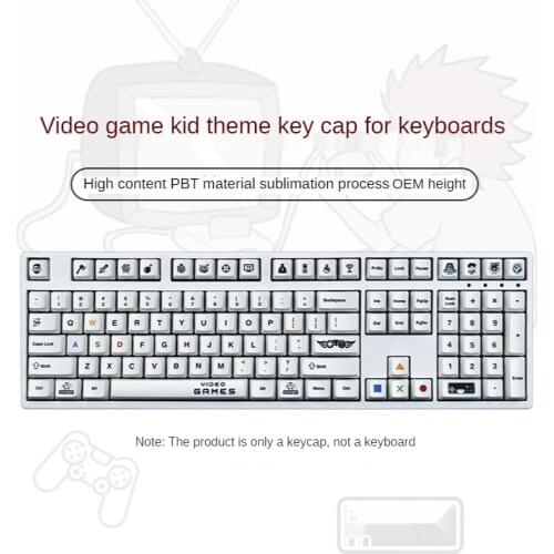 108-key Video Game Kid Keycaps PBT Sublimation OEM Highly Mechanical Keyboard Keycaps Cherry MX Switches Keyboard 61 87 96 GK64