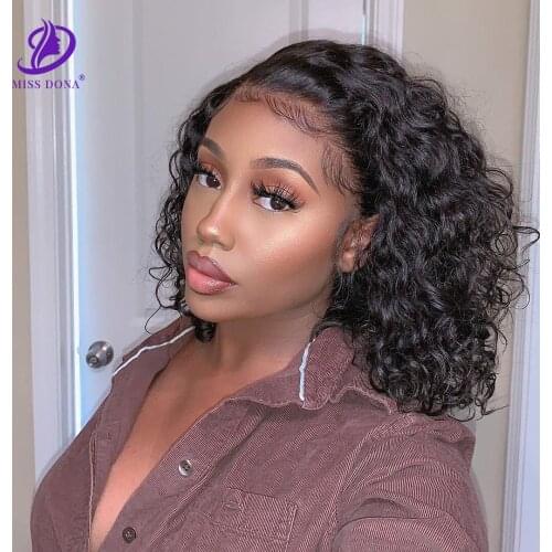 Miss Dona Water Wave Curly Bob Wig Lace Front Human Hair Wigs With Baby Hair Brazilian Hair Short BOB Wig For Black Women