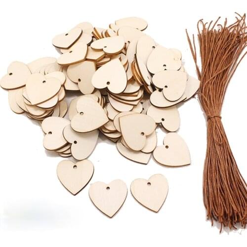 20pcs Wooden Love Hearts Discs with Holes Unfinished Wood Slices for Crafts Centerpieces DIY Christmas Ornaments Hanging Decor