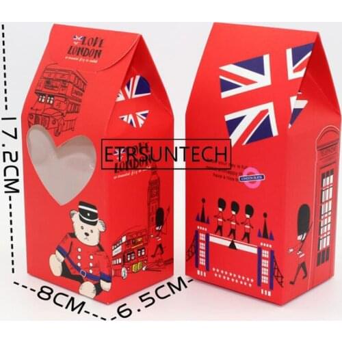 200pcs Circus London Soldier Kraft Paper Gift Packaging Box Cookies Paper Bag Candy Food Packing Box With Windows