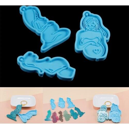 3 Style Pregnant Woman Image Silicone Mold Mother Breastfeeding Pendant Epoxy Resin Molds For DIY Keychain Decor Jewelry Making