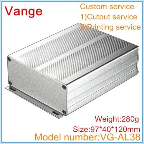 4pcs/lot industry extruded aluminum customized case 6063-T5 aluminum junction box 97*40*120mm for amplifier equipment
