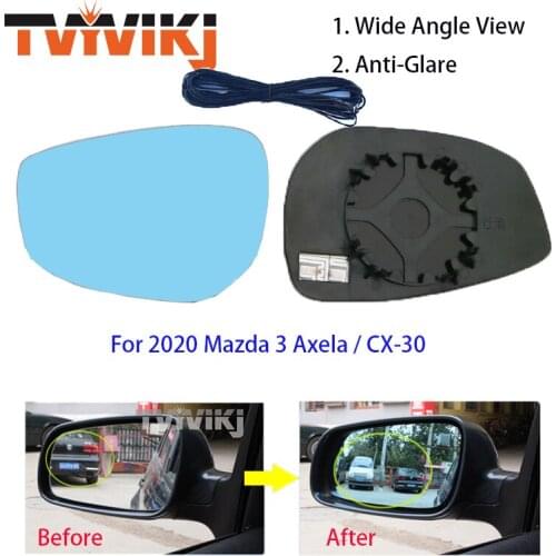 TVYVIKJ Side Rearview Mirror Blue Glass Lens For Mazda 3 Axela CX-30 2020 Wide Angle View anti glare door mirror M3