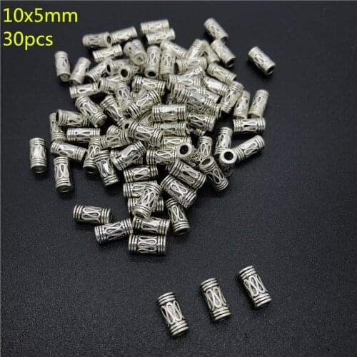 5x10mm 30pcs Alloy Beads Cap Jewelry Findings Ancient Silver Charms Pendant Charms For Jewelry Making DIY Accessories PJ007