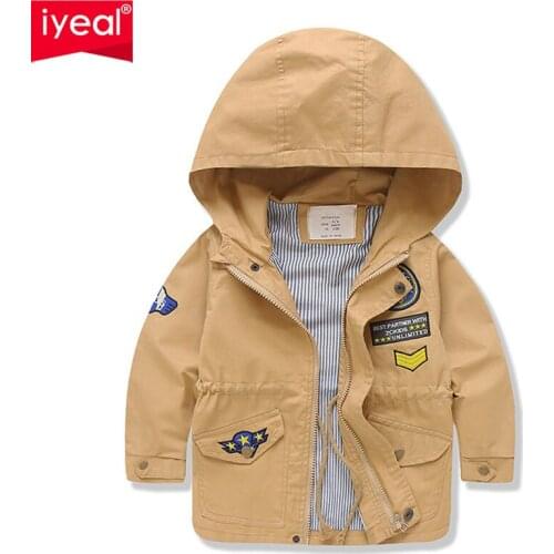 IYEAL Spring Autumn Casual Jackets For Boys Clothes Children Clothing 3-10Y Hooded Outerwear Baby Windbreaker Kids Coats