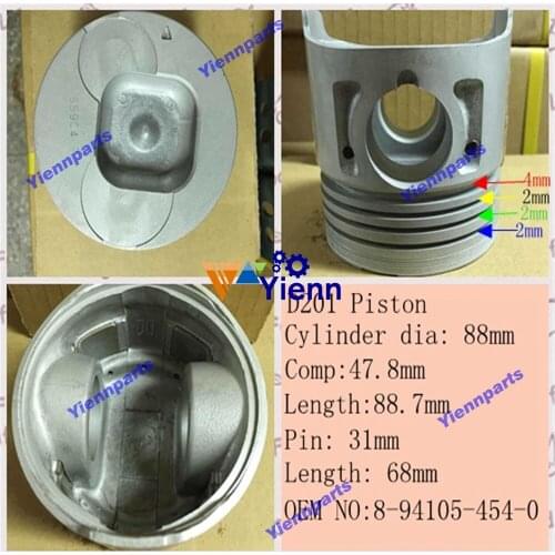 For ISUZU D201 DI-2.2 SE-2.2 Piston Kit With Pin Clips Mini Excavator Truck DI-2.2 SE-2.2 Liter Diesel Engine Repair Parts