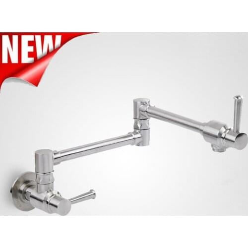 Quality Stainless Steel Pot Filler Kitchen Faucet Wall Mount 2 Handles Lead Free WW2071