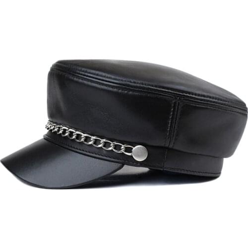 Genuine leather cadet cap navy cap student hat lovers cap classic original design general