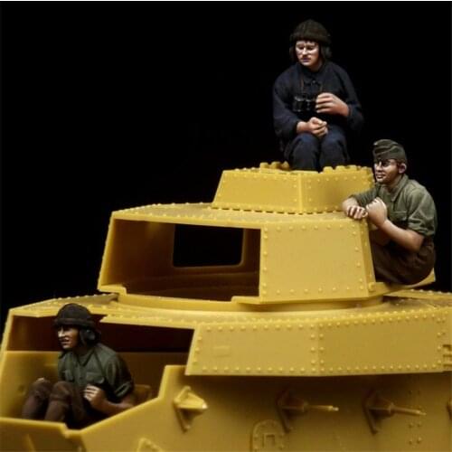 3pcs Tank Soldiers (No Tank) Resin Figure 1/35 Scale Model Kit Assembly Models Kit Resin Colorless Self-Assembled Toy No.388