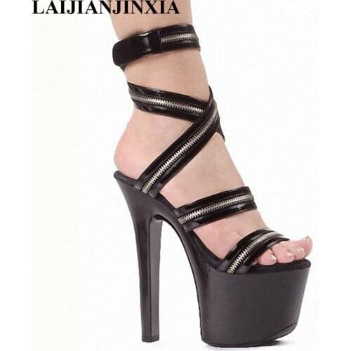 LAIJIANJINXIA 7 Inch Sexy Clubbing High Heels Platform Fashion Rome Gladiator Shoes 17cm Exotic Dancer Shoes Strappy Sandals